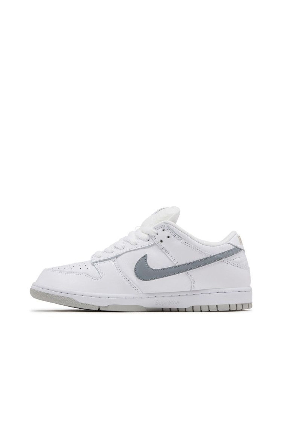 Supreme x Dunk Low SB "White Metallic Silver"